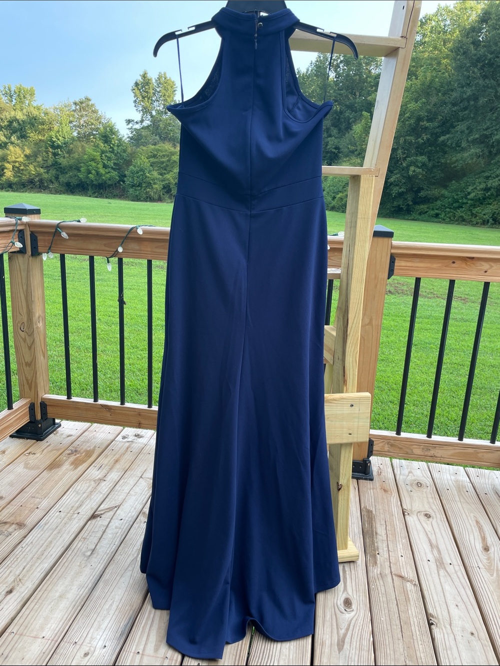 Navy Halter Ruffle Maxi Dress - Picture 3 of 4